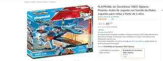 Set Playmobil Air Stuntshow 70831 Biplano Phoenix, Avión de Juguete con Sonido de Motor por 41,37€