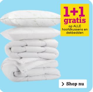 1+1 gratis op alle dekbedden en hoofdkussens bij Leen Bakker