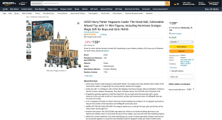 LEGO Harry Potter Castillo de Hogwarts por 139,99€