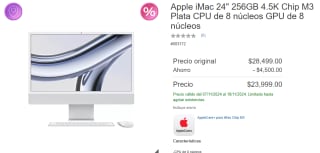 iMac 24" 256GB 4.5K M3 por $19,999 con cupón Costco Citibanamex