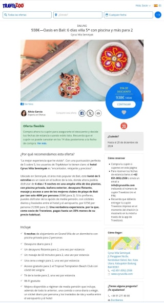 Bali 6 días Villa 5* por 938€ para 2 personas.