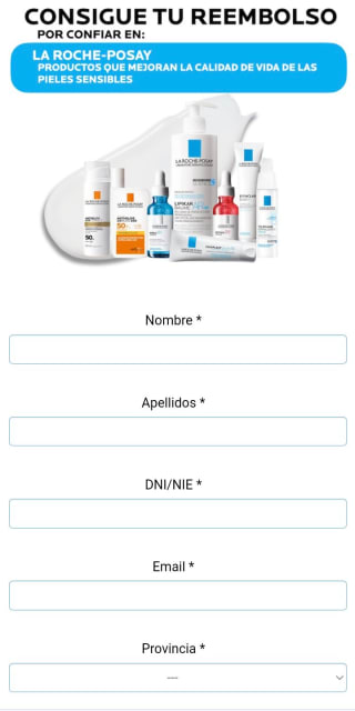 1000 reembolsos de La Roche Posay de 5€ o 3€