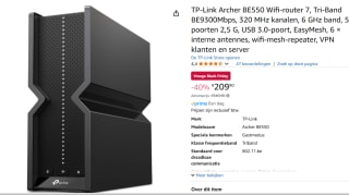TP-Link Archer BE550 draadloze 2.5 Gigabit Ethernet Tri-band voor €209,90 bij Amazon