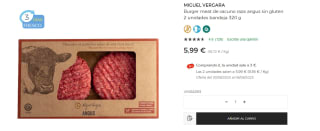 4 Hamburguesas Miguel Vergara vacuno raza angus por 5,99€