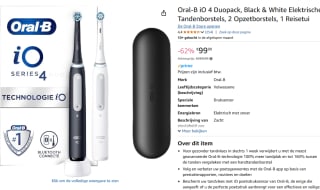 Oral-B iO 4 Zwart & Wit Elektrische Tandenborstels voor €99,99 bij Amazon