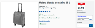 Maleta blanda de cabina 35 L por 24.9€