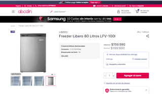 Freezer Libero LFV-100I de 80 Litros por $159.990