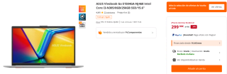 Portatil ASUS Vivobook Go E1504GA-NJ468 Intel Core i3-N305/8GB/256GB SSD/15.6" por 299€