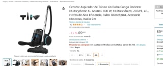 Aspirador Cecotec de Trineo sin Bolsa Conga Rockstar Multicyclonic XL Animal por 69.90€