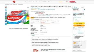 Colgate Triple Acción pColgate Triple Acción pasta de dientes Anticaries menta 2 unidades de 75ml por 2,14€ asta de dientes Anticaries Frescor a Menta 2 unidades de 75ml por 2,25€