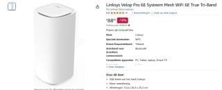 Linksys Velop Pro 6E router voor €88,60 bij Amazon