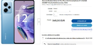 Movil Xiaomi Redmi Note 12 Pro Plus 5G de 8GB+256GB por 292€