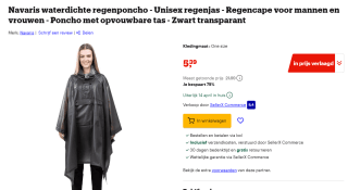 Navaris waterdichte regenponcho voor €5,39 bij Bol