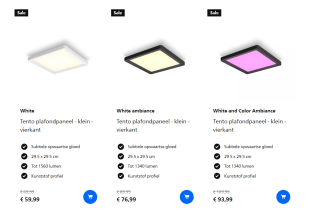 Diverse Philips plafondlampen in de sale in de Philips store