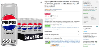 Pack 24 latas Pepsi Light de 330 ml por 12,15€