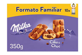 Pack 4 Bizcocho con pepitas de chocolate con leche y relleno de chocolate Milka 350 g. por 11.96€