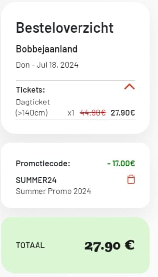 Tickets voor Bobbejaanland voor € 27,90