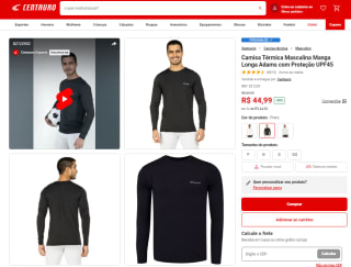 Camisa Térmica Masculina, modelo Manga Longa Adams - R$ 44,99