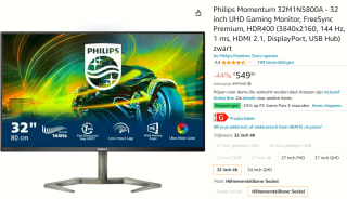 Philips Momentum 32M1N5800A/00 32" 4K Ultra HD 144Hz IPS monitor voor €559 bij Amazon