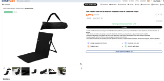 Cojín plegable para silla de playa con respaldo y bolsa de transporte por solo 2,99€