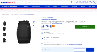 Mochila da Targus Daypack, modelo Work Compact de 25L - R$ 379,05