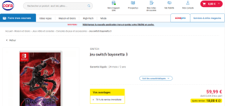 Bayonetta 3 sur Nintendo Switch à 18€