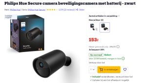 Philips Hue Secure Camera - batterij, zwart voor €153 bij Bol