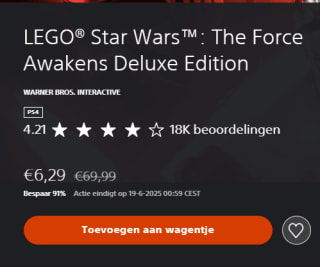 LEGO® Star Wars™: The Force Awakens Deluxe Edition voor €6,29 in de Playstation Store