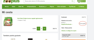 Envío gratuito en Zooplus pedidos 15€