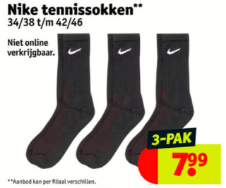 Nike Sokken 3-pack voor €7,99 bij Kruidvat