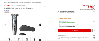 Philips Shaver Series 9000 - Elektrisch scheerapparaat nat en droog scheren voor €189 bij de mediamarkt