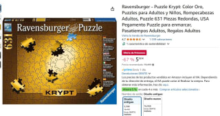 Puzzle de 631 Piezas, marca Ravensburger Krypt Gold, por 5,50€
