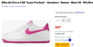 Nike Air Force 1 GS "Laser Fuchsia" - Sneakers in Maat 38.5 voor €32,39 bij Bol