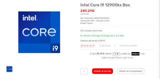 Procesador Intel Core I9 12900ks Box por 289,29€
