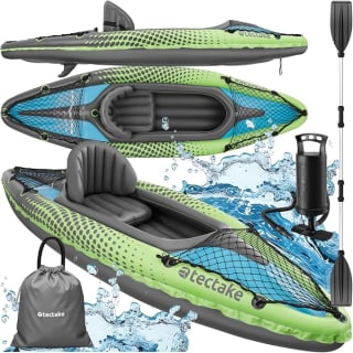 Tectake Kayak Hinchable, Asiento Desmontable, Quilla Acoplable, Remo Doble, Bomba de Doble Acción por 69,79€