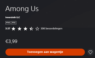 Among Us voor €3,99 in de Playstation Store