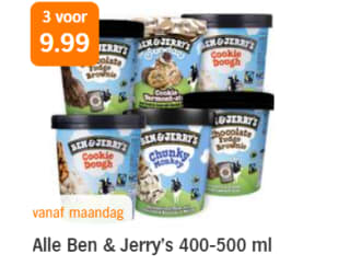 Ben & Jerry’s 3 stuks voor maar €9,99 bij Albert Heijn