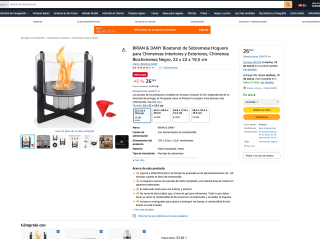 Chimenea de Sobremesa BRIAN & DANY 22x22x19,5cm por solo 26,39€