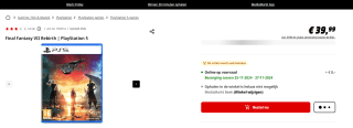 Final Fantasy VII Rebirth voor €39,99 bij de mediamarkt