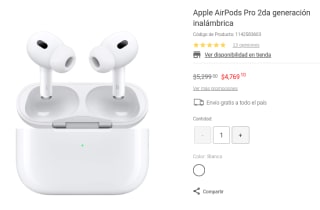 Apple AirPods Pro 2da Gen por $4,769 en Liverpool