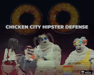 Descarga gratis desde itch el juego Chicken City Hipster Defense