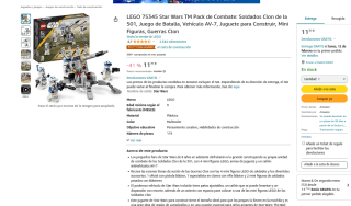 LEGO 75345 Star Wars TM Pack de Combate: Soldados Clon de la 501, Juego de Batalla, Vehículo AV-7