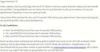 voucher voor Ziggo Internet & TV: Gratis cadeau naar keuze of 9 maanden 50% korting + €100 cashback voor 500ING rentepunten