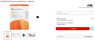 Microsoft 365 Personal jaarabonnement voor €25