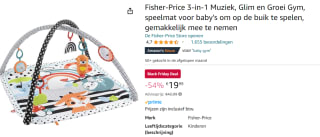 Fisher-Price 3-in-1 Muziek, Glim en Groei Gym voor €19,99 bij Amazon.nl