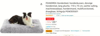 Feandrea groot hondenkussen 110 x 73 x 10 cm van voor €20,99 bij Amazon