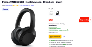 Philips TAH8506BK/00 koptelefoon voor €56 bij Bol