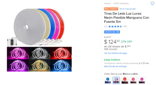 Tiras De Leds Luz Luces Neón Flexible Manguera 5m por $125 en Mercado Libre