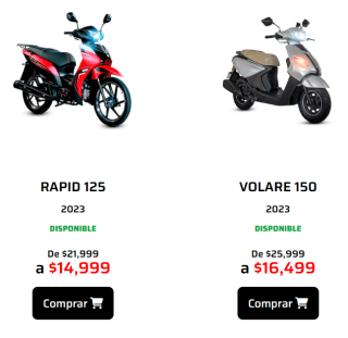 Oferta Liquidación de Motocicletas Vento