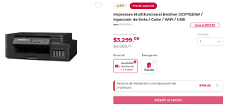 Impresora Multifuncional Brother DCPT520W por $3,299 en Office Depot